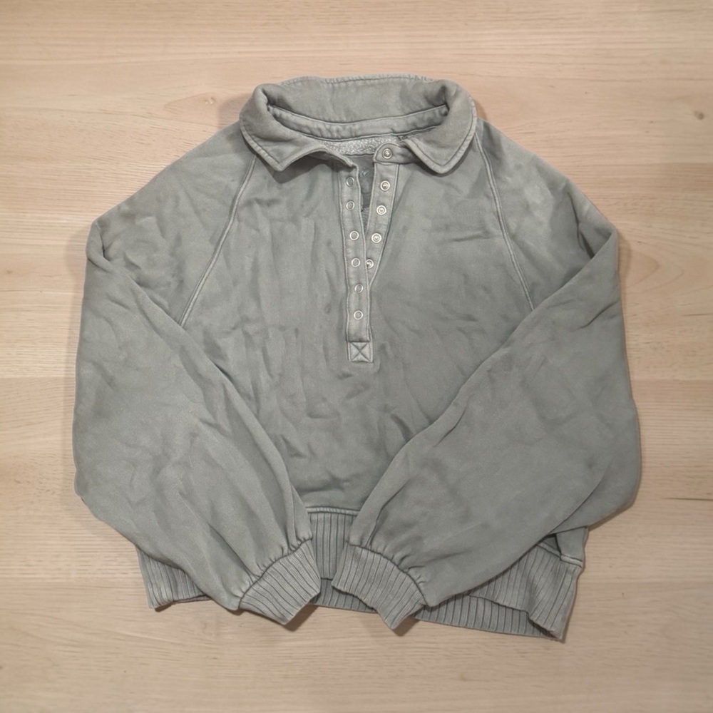 Aerie light green Button-Up Sweatshirt
